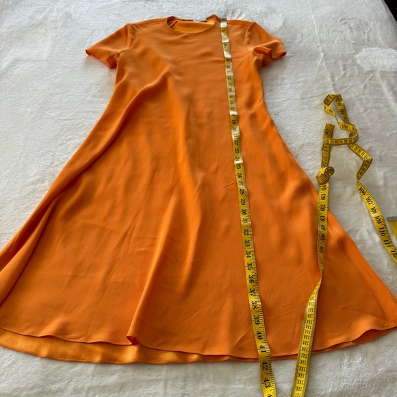 Rosetta Getty Keyhole Bias Silk T-Shirt Dress in Tange Tangerine Size 8 - Picture 8 of 10